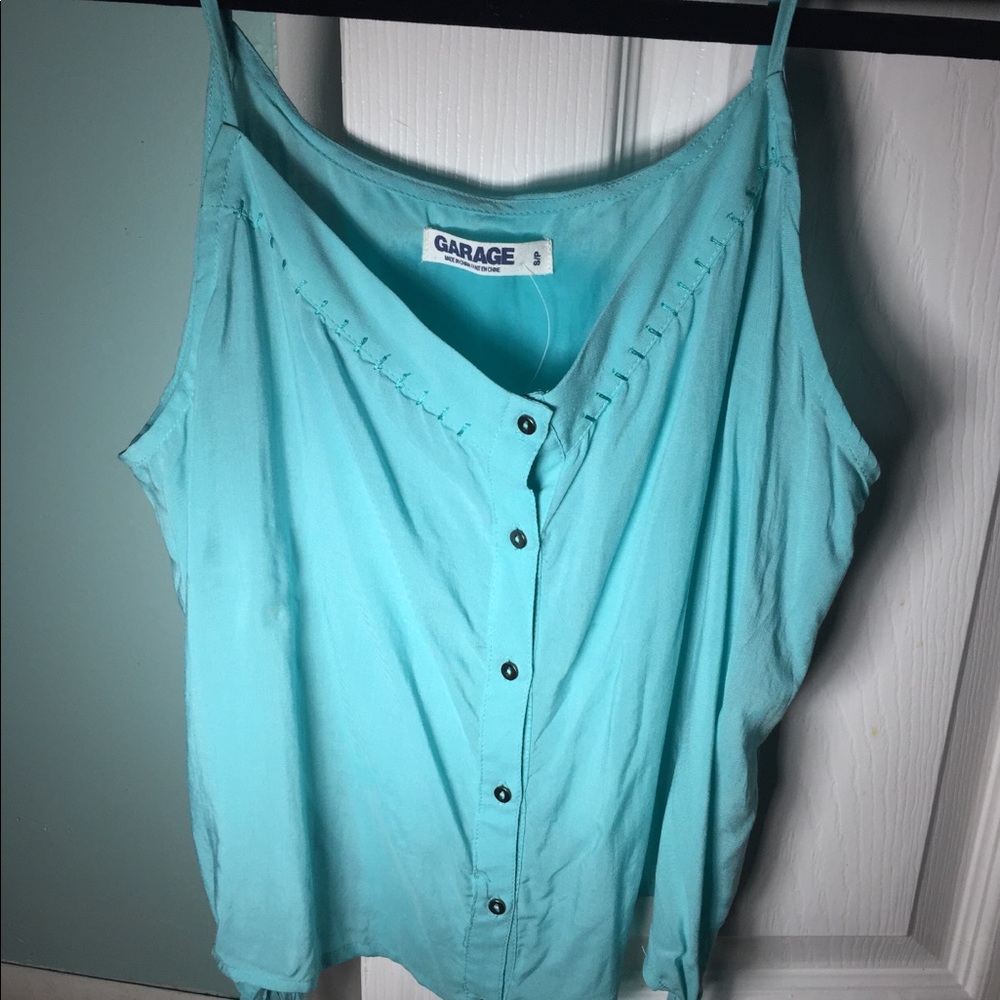 Bright Blue Garage Button Front Tank Top